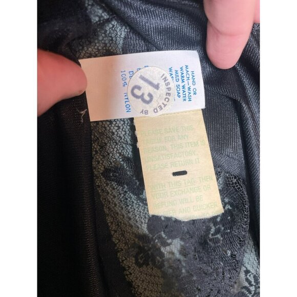 VTG Deadstock Younkers Made in California Black Lace Trim Satin Cami Lingerie - Picture 4 of 9
